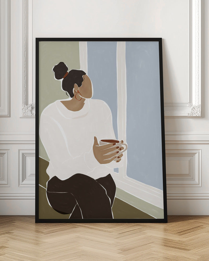 Woman Enjoying a Cup of Tea Art Print Poster