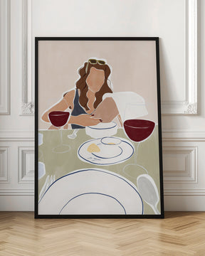 Woman Dining In a Restaurant Print By Ivy Green Illustrations Poster