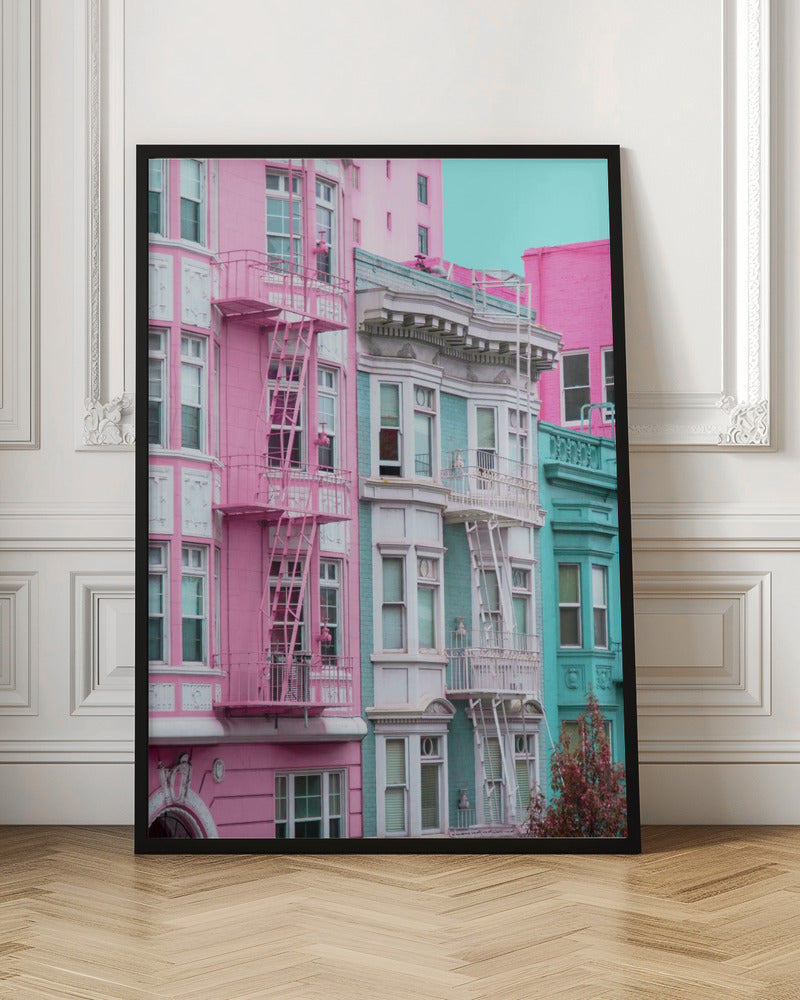 Pink and Blue Row Houses in San Francisco