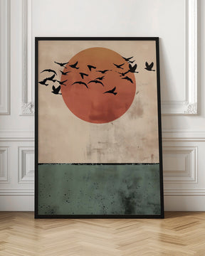 Birds Flying In the Sunset Poster