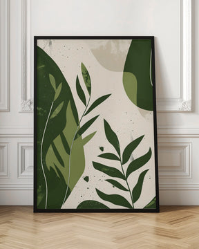 Green Abstract Leaves No 2 Poster