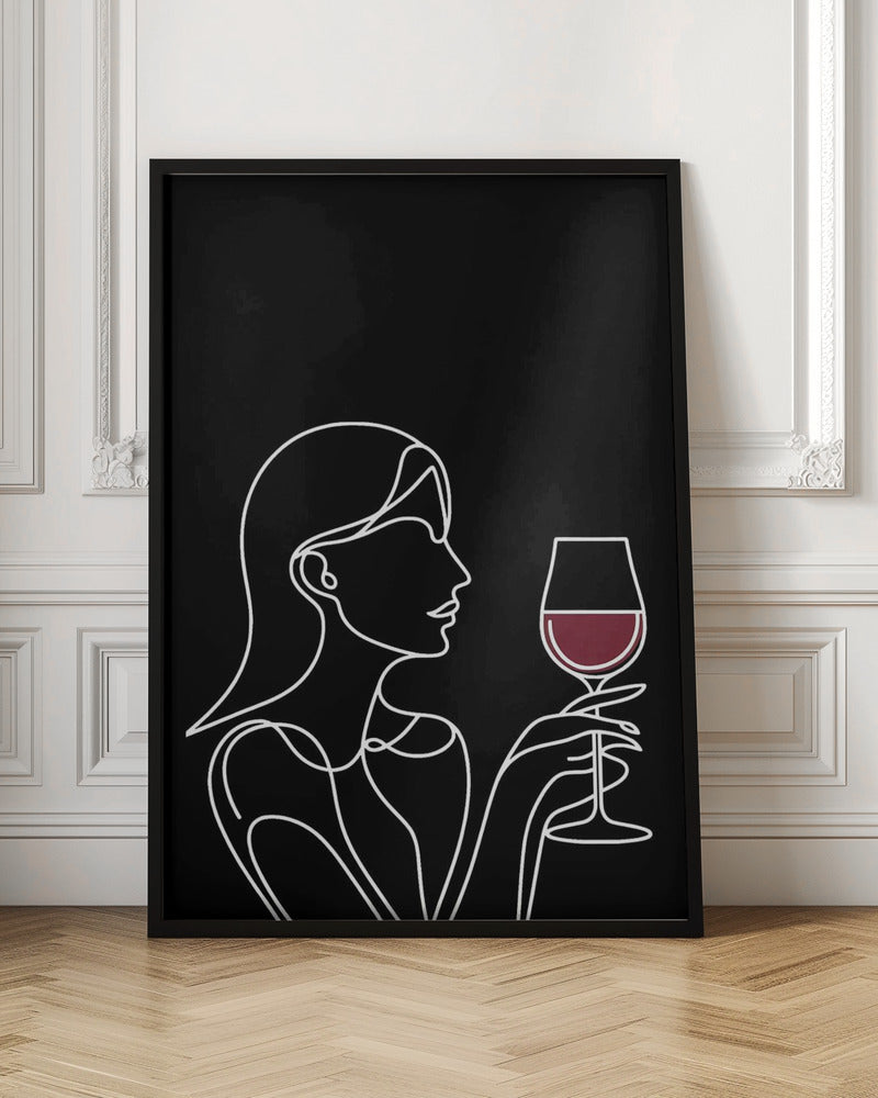 Woman and Wine On Black 2 Poster