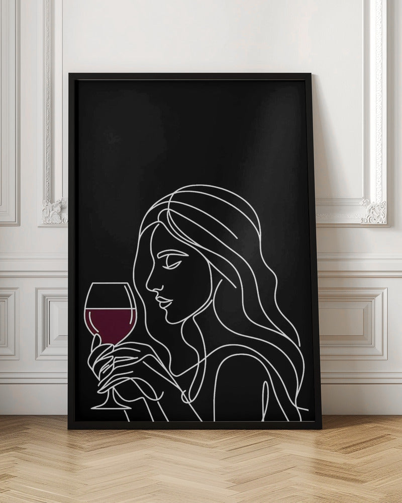 Woman and Wine On Black 4 Poster