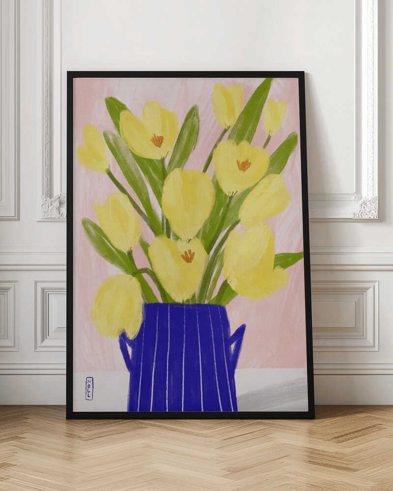 Yellow Tulips In a Vase Poster