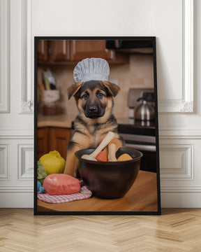 German Shepherd Puppy Chef Poster