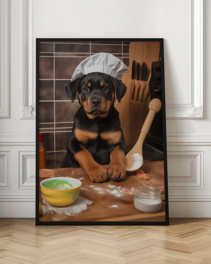 Rottweiler Puppy Chef Poster