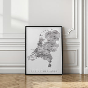 Gray map of the Netherlands Poster