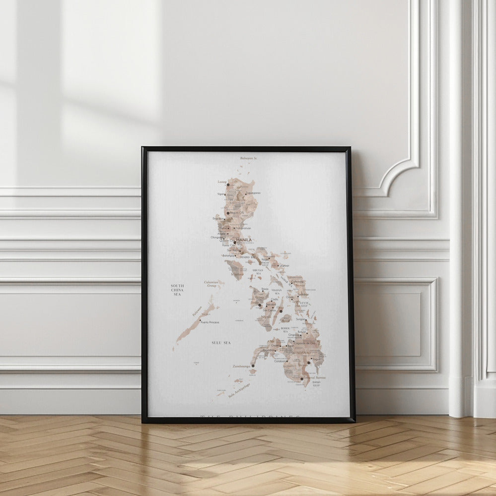 Taupe watercolor map of Philippines Poster