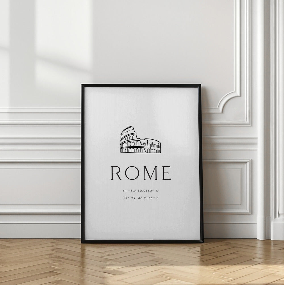 Rome coordinates with Colosseum sketch Poster