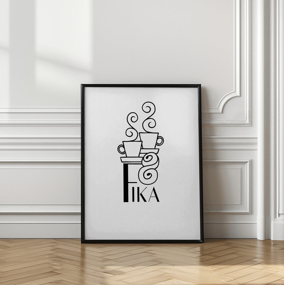 Fika line art illustration Poster