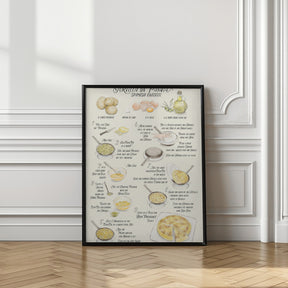 Illustrated recipe of tortilla de patata in English Poster