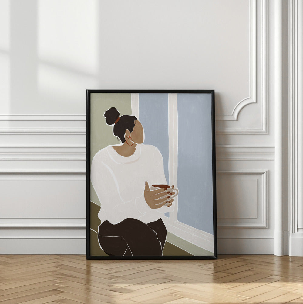 Woman Enjoying a Cup of Tea Art Print Poster