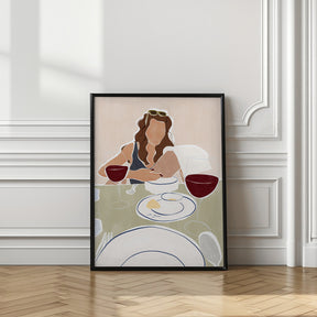 Woman Dining In a Restaurant Print By Ivy Green Illustrations Poster