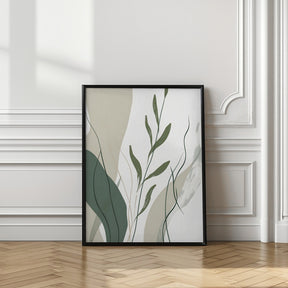 Green Abstract Leaves No 1 Poster