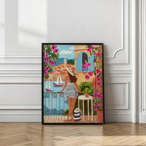 Travel poster woman in Saint-Tropez, France Poster