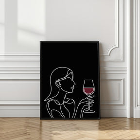 Woman and Wine On Black 2 Poster