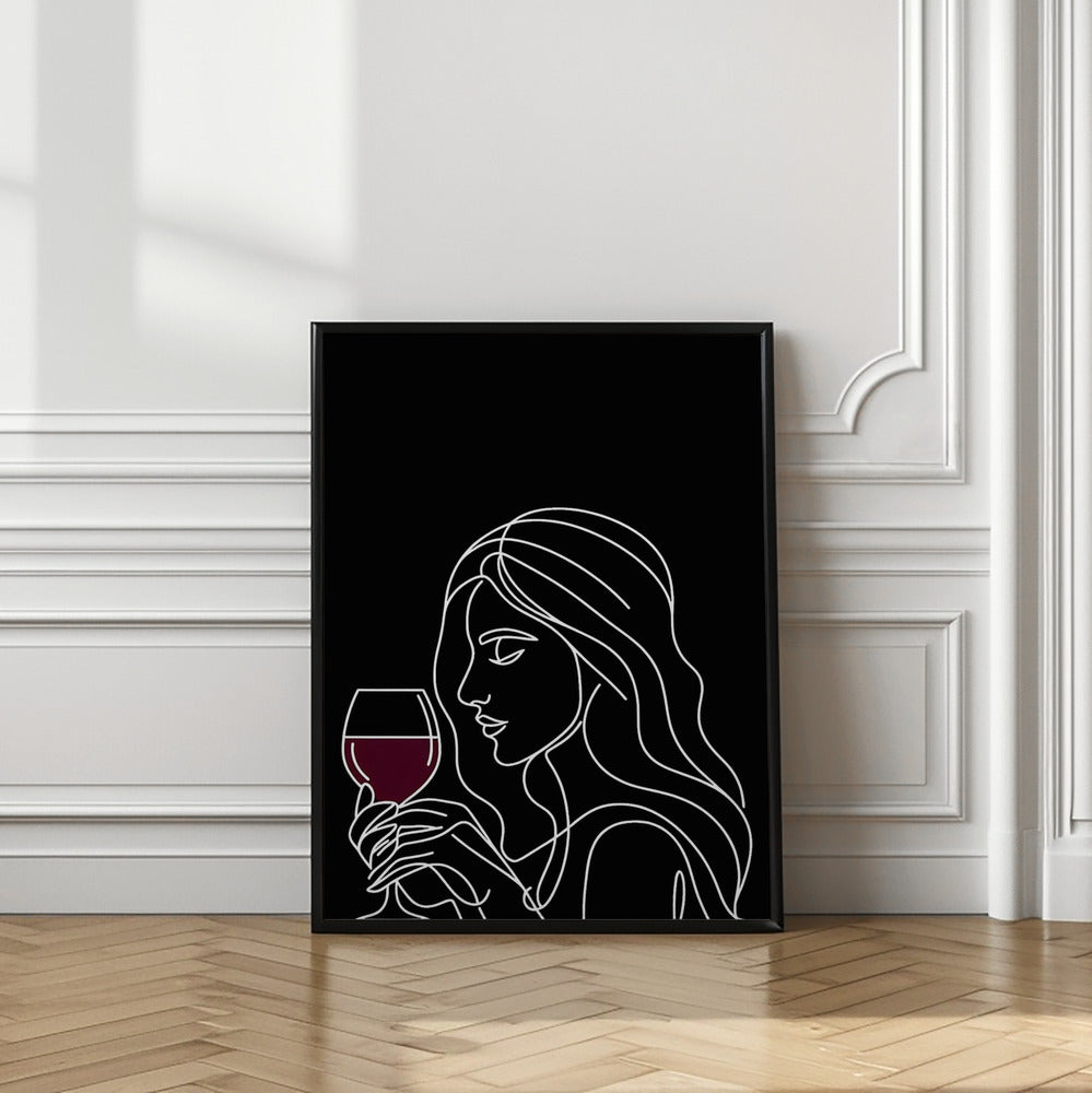 Woman and Wine On Black 4 Poster