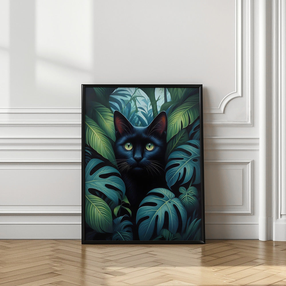 Cat In Bushes Poster