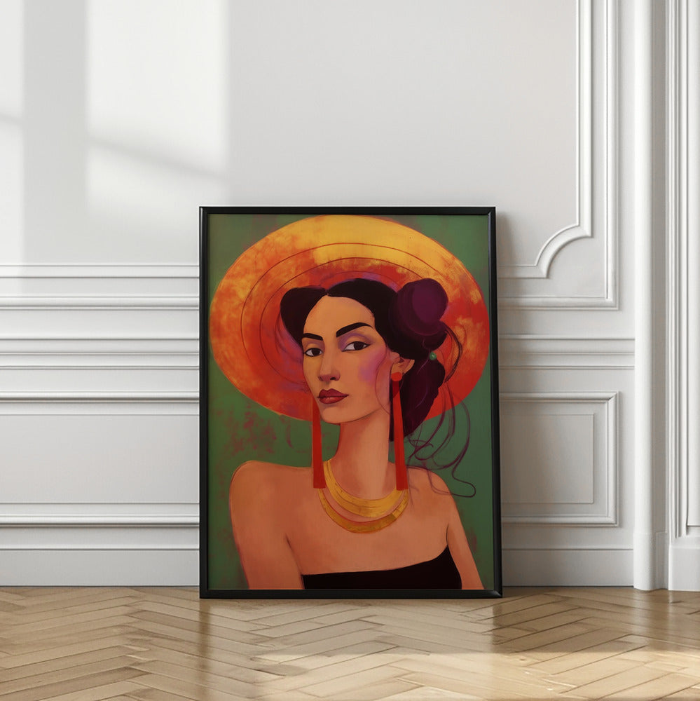 Mexican lady in sombrero Poster