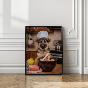 German Shepherd Puppy Chef Poster