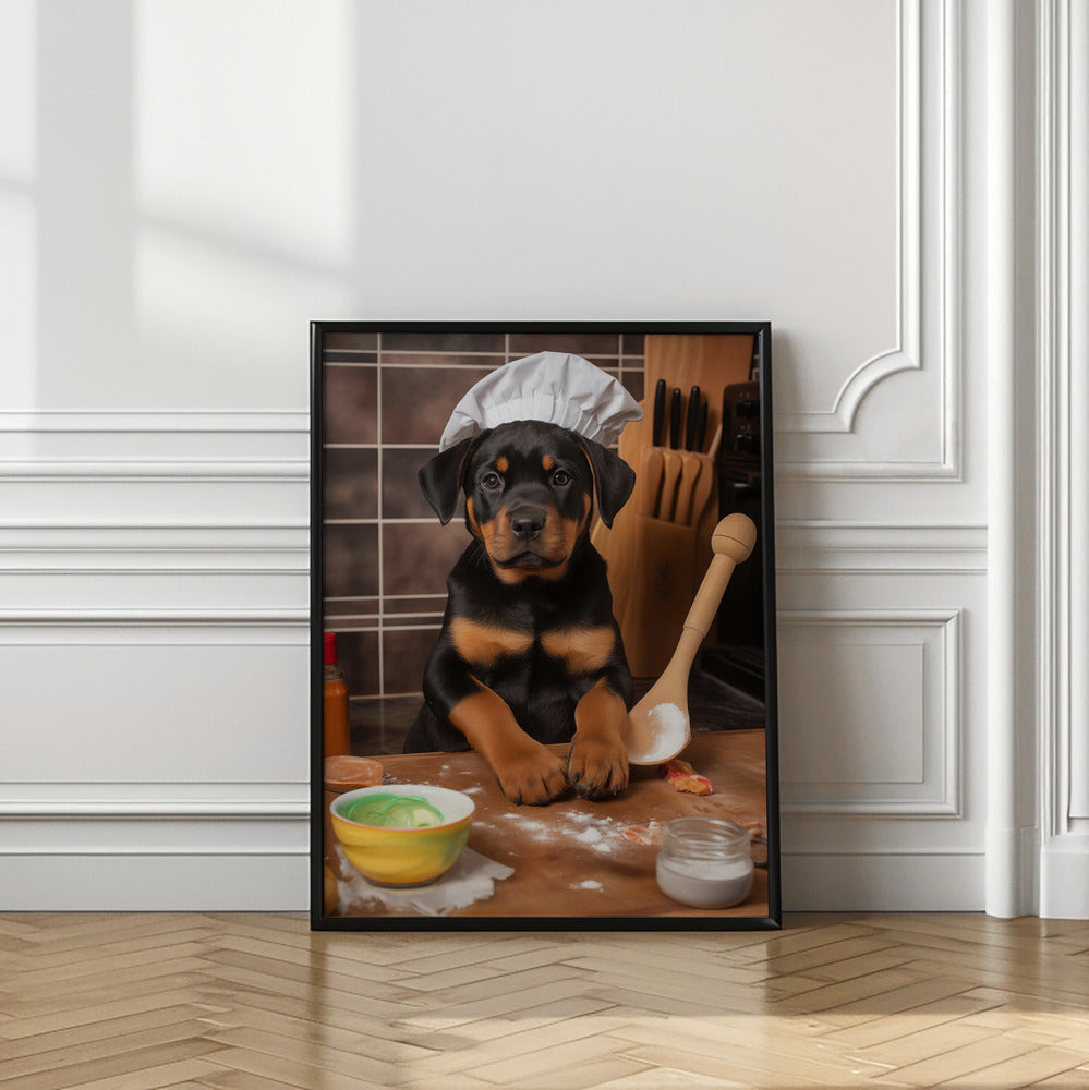 Rottweiler Puppy Chef Poster