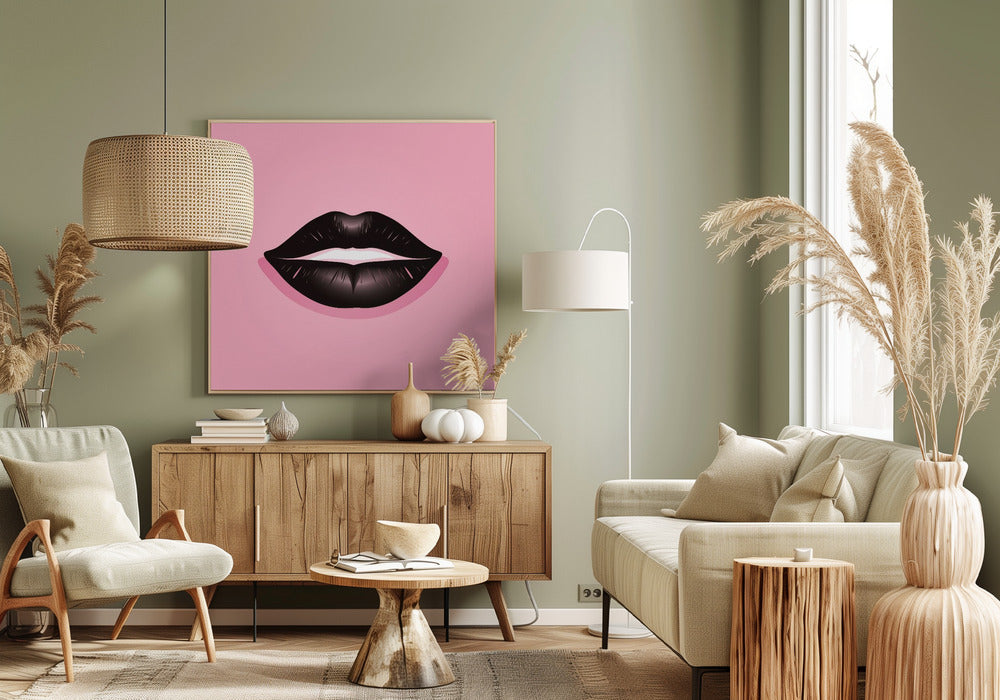 Lips In Black and Pink Poster