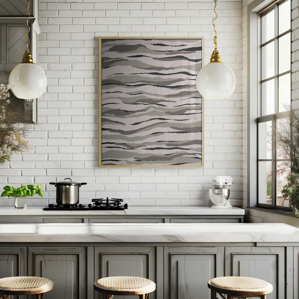 Monochrome Waves Poster