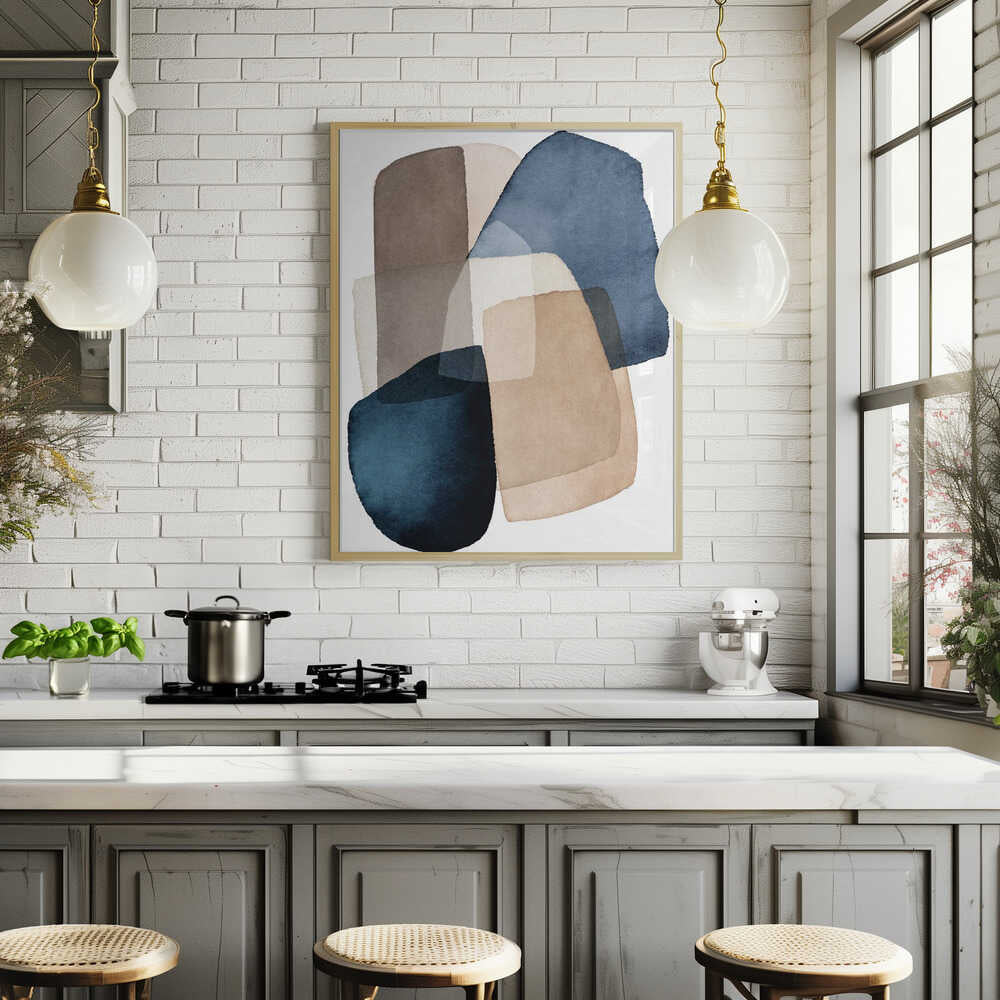 Blue Brown Blocks Poster