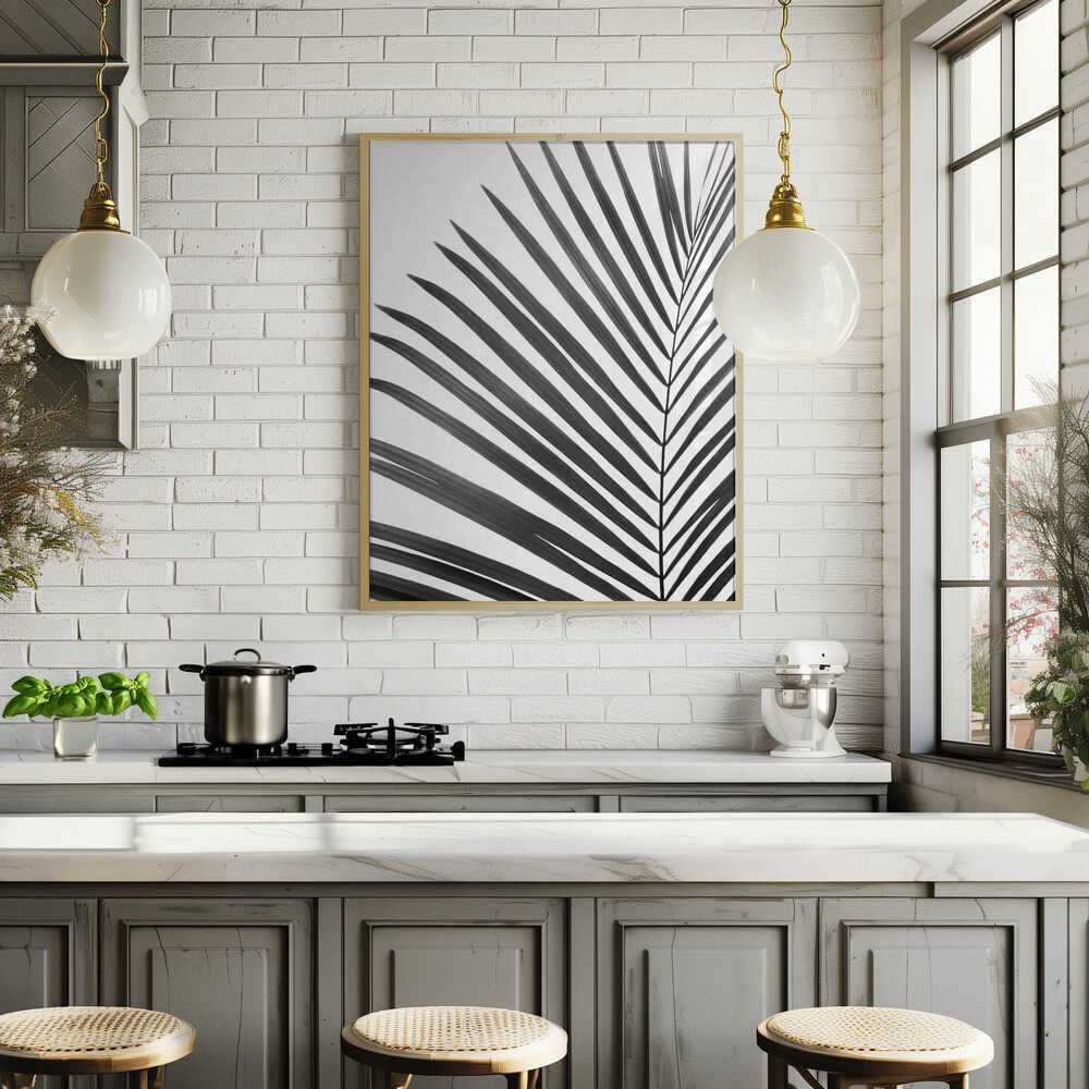 BW Palm Leaf Poster