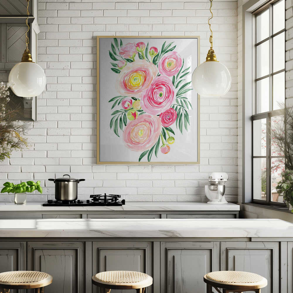 Savanna pink ranunculus bouquet Poster
