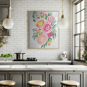 Savanna pink ranunculus bouquet Poster