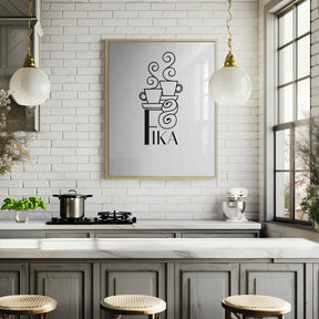 Fika line art illustration Poster