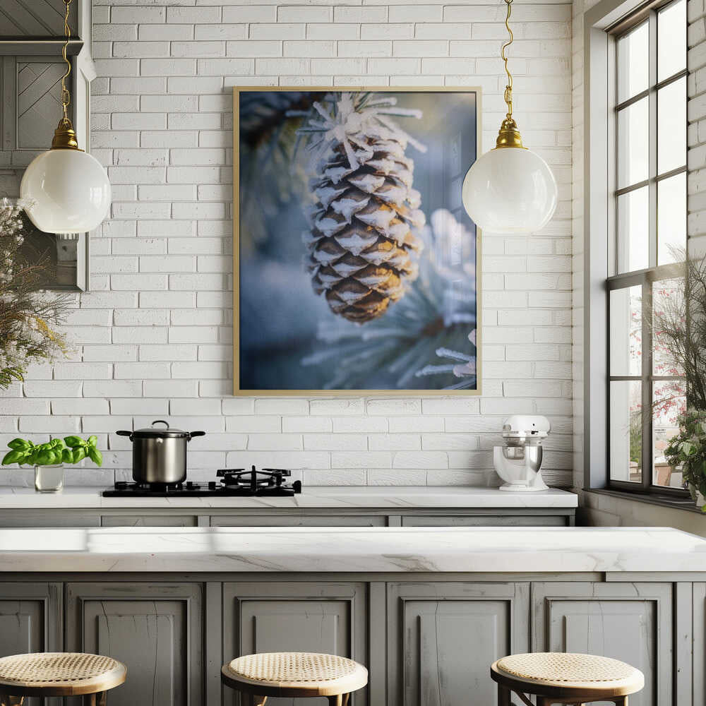 Frosty Pinecone Burst Poster
