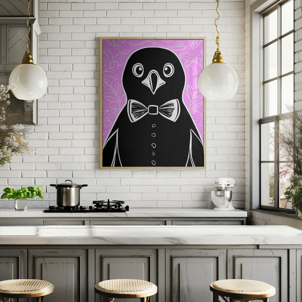 Penguin with bow tie Poster