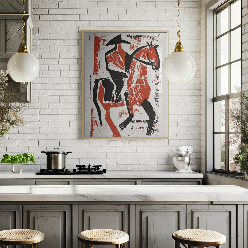 Abstract Horse Rider Poster