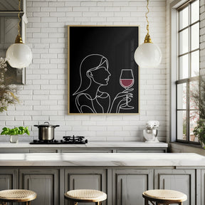 Woman and Wine On Black 2 Poster