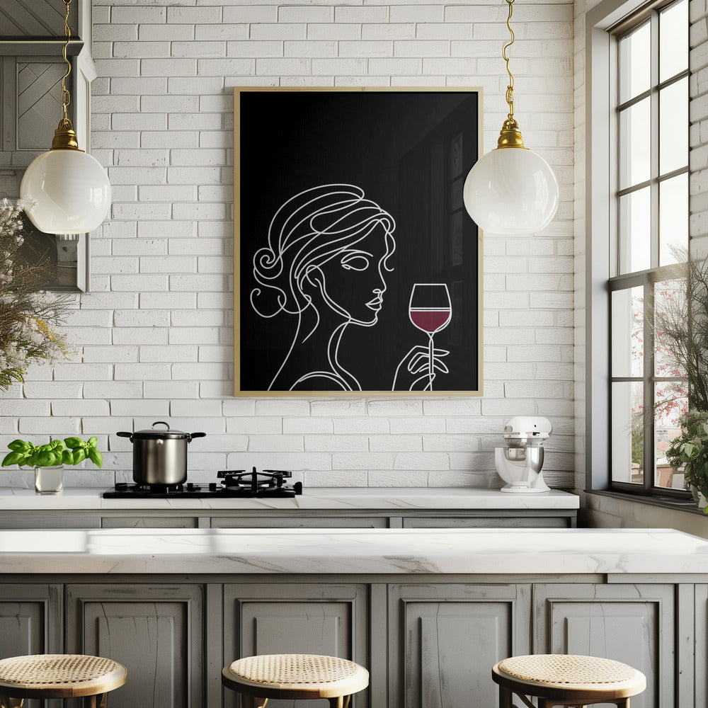 Woman and Wine On Black 3 Poster