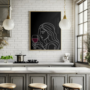 Woman and Wine On Black 4 Poster