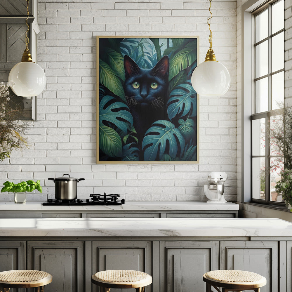 Cat In Bushes Poster