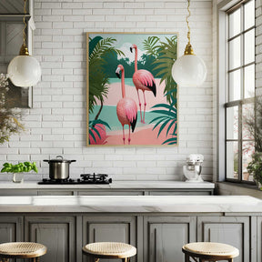 Tropical Flamingo Paradise Poster