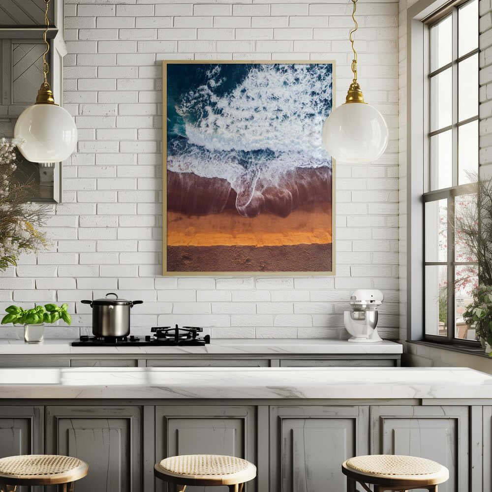 Beachscape With Waves Crashing Poster