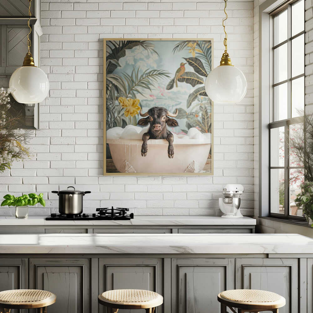 Tropical Buffalo Bath Poster