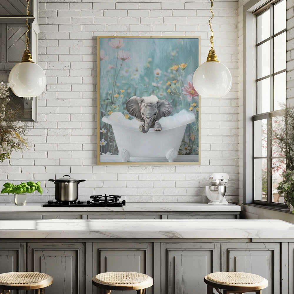 Blue Blossom Bath Poster