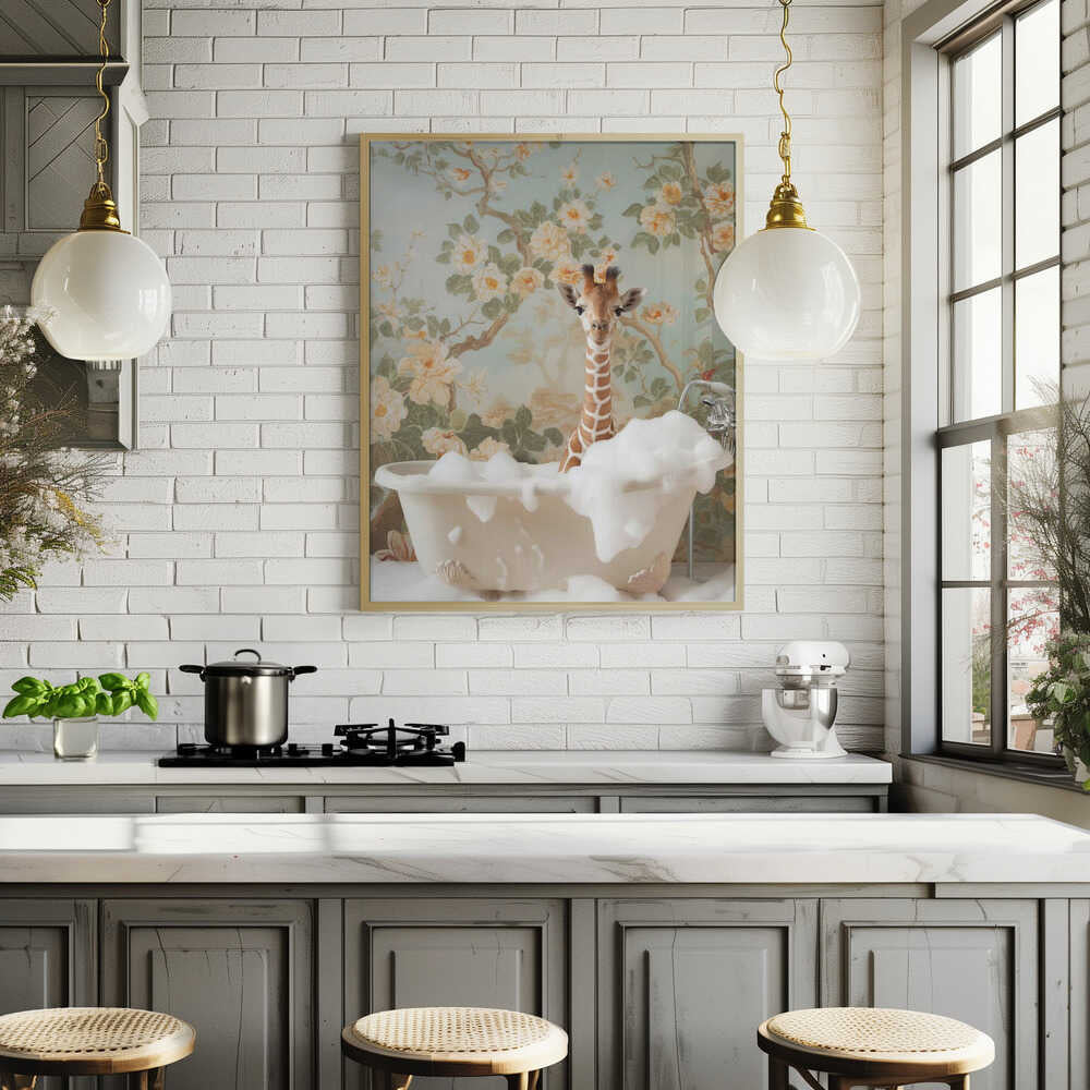 Giraffe Blossom Bath Poster