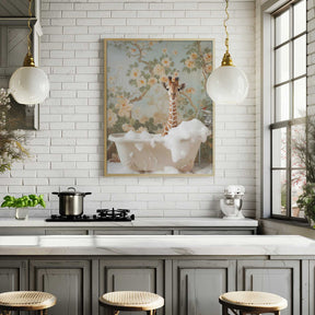 Giraffe Blossom Bath Poster