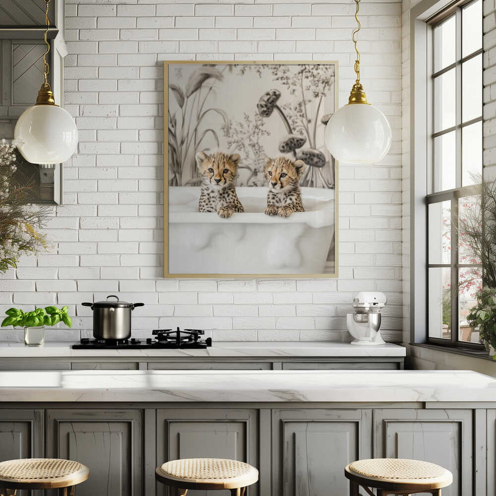 Cheetah Cub Bath Poster