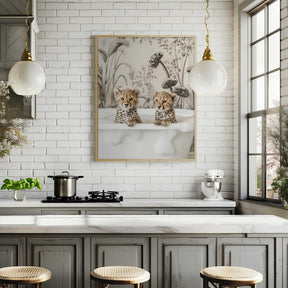 Cheetah Cub Bath Poster