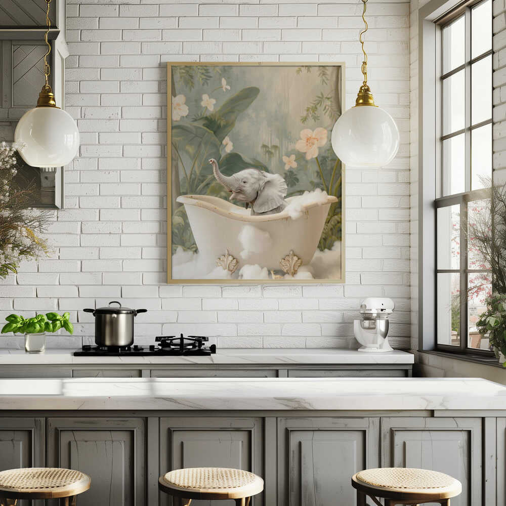 Elephant Bath Joy Poster