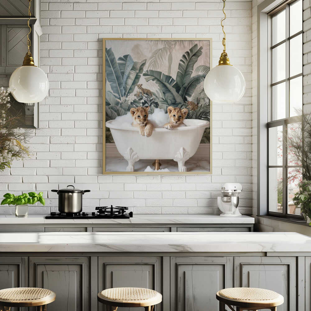 Tropical Lion Bath Poster