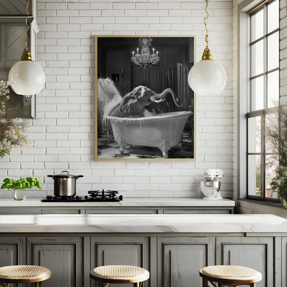 Big Elephant Splash Poster